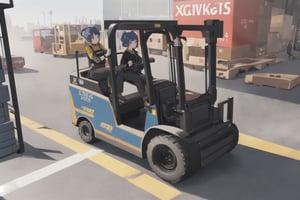 xianglingdef, masterpiece, 16k, best quality, perfect shadows, forklift_truck, fork_lift_truck, forklift_truck_racing, 