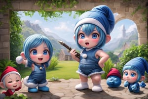 little keqingdef as (Smurfs), show yourself as (Smurfs), show me your (Smurfs costume), creating an atmosphere in (Smurf Village), creating an atmosphere at (Smurf Village), show yourself as Smurf, (Grouchy Smurf), (Sasette), (Brainy Smurf), (Papa Smurf), (Clumsy Smurf), (Hauie), (Hefty Smurf),