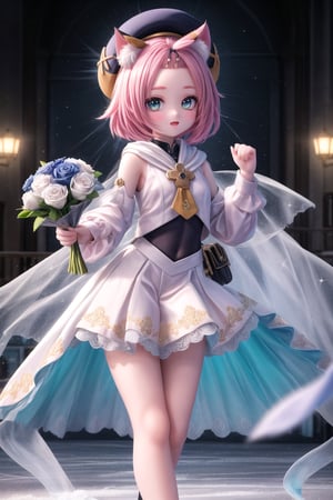 Full-body shot of Dionadef, the 'Ice Princess', standing tall in a flowing white costume, her long limbs and slender physique accentuated by the bright lights illuminating the skating rink. Her arms are stretched out to the sides, one hand grasping an imaginary bouquet of flowers, while her eyes sparkle like diamonds under the gleaming ice. (masterpiece), best quality, HDR, 32k UHD, Ultra realistic, highres, highly detailed, ultra_hd, high resolution, ultra_detailed, hyper realistic, extemely detailed background, detailed_background, complex_background, depth_of_field, extremely detailed and complex,