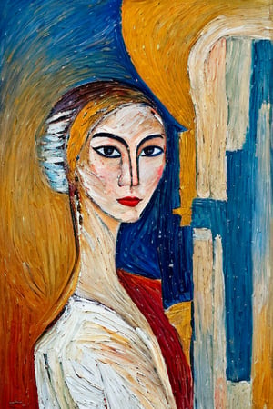 (masterpiece), "a modern, abstract sks_surrealart style painting of a beautiful asian woman, portrait, front pose, white dress, jewelry, (impasto brush strokes), (high level of sharpness:1.0), (highly detailed face with straight, beautiful nose, clear beautiful eyes, and smooth skin:1.0)
