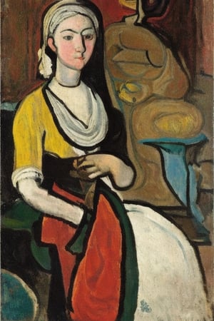 an asian japanese woman, 

in a pablo picasso style, 

eldmeisterog style