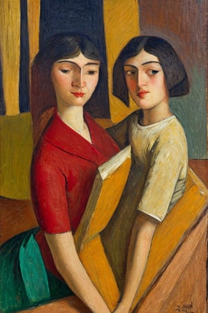 (masterpiece, ultra-high resolution, intricate details, sharp focus, crystal clear, vivid, high clarity, defined edges, ultra-sharp textures, crisp details, subsurface scattering), "an sks_surrealart painting in the style of synthetism, Émile Bernard, and Paul Sérusier. Feature a beautiful woman and her child, the aesthetic considerations of line, color, and form, and emphasize figurative art. Use fully saturated colors.", (extremely sharp:1.2), (high-definition:1.2), (clean, crisp edges:1.2), (ultra-sharp textures:1.2), (focus on fine details:1.2), (high contrast lighting:1.2), (perfect clarity:1.2)