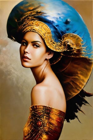 (masterpiece, high resolution, drop_shadow, subsurface scattering), beauty woman in fantasy art by Karol Bak