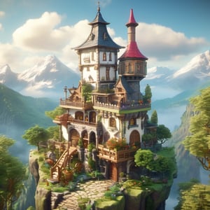 8k, RAW photos, top quality, masterpiece: 1.3),
Multiple architecture,Wizard's Tower,Elven Treehouse, Dwarf Fortress ,Fairy Castle,
medieval fantasy, city center, an alchemy shop, a blacksmith's forge, a marketplace, a school, a church, and brick houses
, miniature, landscape, depth of field, ladder,  from above, English text,architecture, tree, potted plants, isometric style, simple background, white background,3d isometric,steampunk style,ff14bg,DonMSt33lM4g1cXL,, a beautiful (uk-green cottage)) sitting en the foot of (mountain)) surrounded by (dark red and pink roses)), (thick fog)), long (mountain background)), jungle, cloud, (raining environment)), (All in focus), Nature, deep focus, more detail XL,Blossom island, Flowers