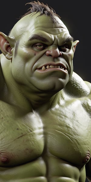 Male ogre, unreal engine, realistic, green skin, 