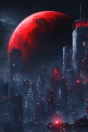 Building redMoon background,night city