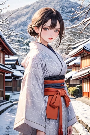 //Quality,
photo r3al, detailmaster2, masterpiece, photorealistic, 8k, 8k UHD, best quality, ultra realistic, ultra detailed, hyperdetailed photography, real photo
,//Character,
1girl, solo, cowboy_shot, looking_at_viewer
,//Fashion,
kimono
,//Background,
Kyoto, outdoors, winter, snow
,//Others,
goodbye