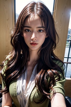 Generate hyper realistic image of an Young woman with long flowing hair. masterpiece, best quality, exuding sophistication.1 girl, selfie focus, ((lim yoon)), ((oval yoona narrow face)), (((narrow yoona eyes))), yoona nouse, a random emotion face, young babe 28 years old,very bright backlighting, solo, {beautiful and detailed eyes},calm expression, natural and soft light, HDR,super long hair, longer hair,bremerton
