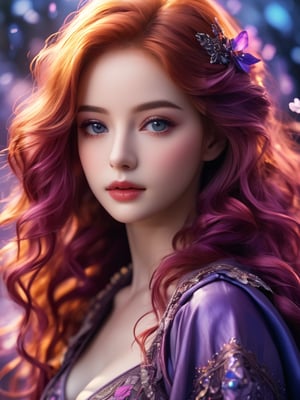 young beautiful girl, purple, pink and blue tones, (masterpiece, best quality, ultra detailed, best shadow), (detailed background, dark fantasy), (beautifully detailed face), high contrast, (best lighting, extremely delicate and beautiful), ((cinematic light)), colourful, hyper detail, dramatic light, intricate details, (1 girl, solo, red hair, sharp face, amber eyes, hair between eyes, dynamic angle), depth of field, light particles, (full body), full length

Translated with DeepL.com (free version)