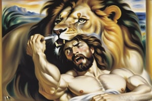 Samson tears the lion's mouth, Auguste Renoir