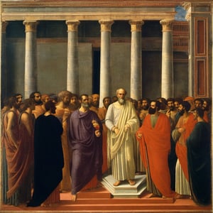 Demosthenes speaks before the people's assembly,  by Duccio di Buoninsegna

