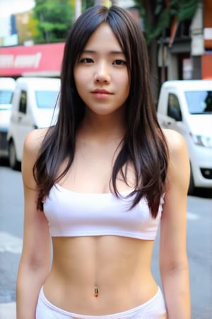 1 girl, naked_shirt,on the street