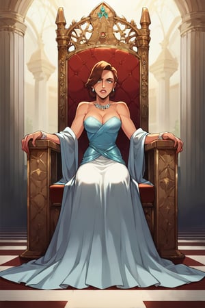 score_9, score_8_up, score_7_up, BREAK, 1girl, scottish, throne, gown, sitting, jennifer lawrence,