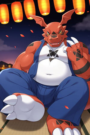 male,solo,foot,overweight,japanese clothes,by daichi kouta,guilmon