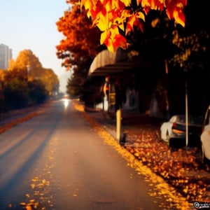 metropolitan post apocalyptic dystopian indian neighborhood street view in autumn