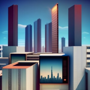 futuristic post apocalyptic dystopian indian cityscape skyline on a hot summer day,Fine art photography style,Cinematic 