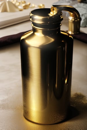 Soft light, (HD:1.00), (realistic_gold_flask:1.00), (photorealism:1.00), (hyperreal:1.00), (multiple_views:2.00)
