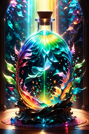 Delicate details, Splash art, The movie, (A cell bottle in a bottle ), cordialidad intricately detailed, fantastical, complementary colours, fantasy, concept art, 8k resolution blur background Vivid colors, Broken Glass effect, no background, stunning, something that even doesn't exist, mythical being, energy, molecular, textures, iridescent and luminescent scales, breathtaking beauty, pure perfection, divine presence, unforgettable, impressive, breathtaking beauty, Volumetric light, auras, rays, vivid colors reflects,Girl