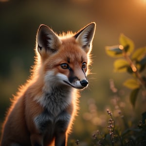 Photograph a close-up of a solitary fox, focusing on its face and upper body. Highlight the intricate details of its fur, illuminated by the soft, early morning light. Capture the expressive eyes and the texture of the fur with 8K resolution to showcase the fine details and the gentle morning ambiance.