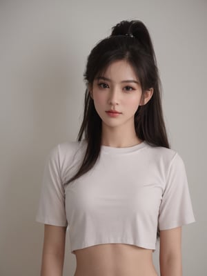 pretty chinese mix french girl in malaysia, 30 years old. Average body, bright honey eyes with sharp size, full lips, long eyelashes. Black, ponytail, soul and spiritual mentor. T-Shirts,cinematic,photorealistic,masterpiece,1 girl 