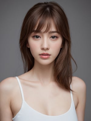 beautiful korean mix french girl, 30 years old. Average body, bright honey eyes with sharp size, full lips, long eyelashes. Black, ponytail, soul and spiritual mentor. T-Shirts,cinematic,photorealistic,masterpiece,1 girl ,best quality, sharp_nose, half_body,enchant3d, Perm hair