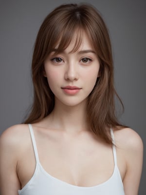 beautiful korean mix french girl, 30 years old. Average body, bright honey eyes with sharp size, full lips, long eyelashes. Black, ponytail, soul and spiritual mentor. T-Shirts,cinematic,photorealistic,masterpiece,1 girl ,best quality, sharp_nose, half_body,enchant3d, Bob long hair, smile