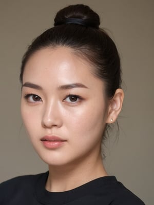 pretty french mix korean girl, 30 years old. Average body, bright honey eyes with sharp size, full lips, long eyelashes. Black, ponytail, soul and spiritual mentor. T-Shirts,cinematic,photorealistic,masterpiece,1 girl ,best quality