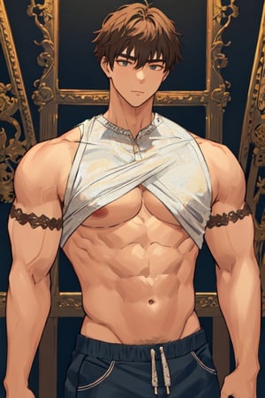 masterpiece, best quality, boy, solo, male, abdominal muscle,1boy, intricate details,1guy