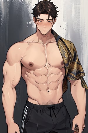 masterpiece, best quality, boy, solo, male, abdominal muscle,1boy, intricate details,1guy