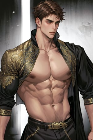 masterpiece, best quality, boy, solo, male, abdominal muscle,1boy, intricate details,1guy