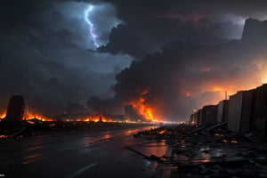 (((((Viewed_from_street:1.7))))),(((((dark_sky_with_lightning_with_tornado:1.7))))),(((((((burning_whole_Phnom_Penh_city_with_huge_larva_fire,ground_cracking,buildings_falling_down:1.7))))))),4K cinematic quality reminiscent of an epic Steven Spielberg movie still, sharp focus on emitting diodes, smoke tendrils, artillery-induced sparks, with detailed racks and a motherboard evoking Pascal Blanche and Rutkowski Repin’s ArtStation hyperrealism, matte painting, character design detailed in the style of "Blade Runner," octane rendering, ultra-realistic.,worldoffire,(blue:1.5),(red:1.5)