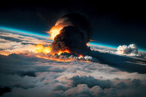 (((((Nuclear_blast_from_a_9,144,679,879-tonnes_TNT_explosion))))),(((((viewed_from_above_space:1.6))))),(((((90,000_kilometers_megatall_montrous_clouds:1.7))))),(((((((destroys_whole_Earth:1.7))))))), (((((a lot of buildings destroyed with huge fire:1.5))))) 4K cinematic quality reminiscent of an epic Steven Spielberg movie still, sharp focus on emitting diodes, smoke tendrils, artillery-induced sparks, with detailed racks and a motherboard evoking Pascal Blanche and Rutkowski Repin’s ArtStation hyperrealism, matte painting, character design detailed in the style of "Blade Runner," octane rendering, ultra-realistic.