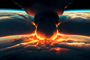 (((((Nuclear_blast_from_a_9,144,679,879-tonnes_TNT_explosion))))),(((((viewed_from_above_space:1.7))))),(((((90,000_kilometers_megatall_montrous_clouds:1.7))))),(((((((destroys_whole_Earth_with_huge_larva_fire:1.7))))))),4K cinematic quality reminiscent of an epic Steven Spielberg movie still, sharp focus on emitting diodes, smoke tendrils, artillery-induced sparks, with detailed racks and a motherboard evoking Pascal Blanche and Rutkowski Repin’s ArtStation hyperrealism, matte painting, character design detailed in the style of "Blade Runner," octane rendering, ultra-realistic.
