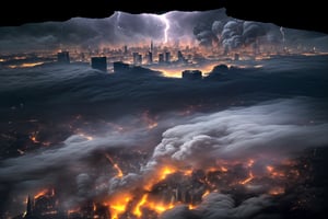 (((((Viewed_from_above:1.7))))),(((((dark_sky_with_lightning:1.7))))),((((montrous_earthquake_with_large_fissures:1.7)))),(((((((whole_Shanghai_city,road_large_fissures,skyscrapers_collapse_with_huge_larva_fire_with_huge_smoke:1.7))))))),4K cinematic quality reminiscent of an epic Steven Spielberg movie still, sharp focus on emitting diodes, smoke tendrils, artillery-induced sparks, with detailed racks and a motherboard evoking Pascal Blanche and Rutkowski Repin’s ArtStation hyperrealism, matte painting, character design detailed in the style of "Blade Runner," octane rendering,Ptcard