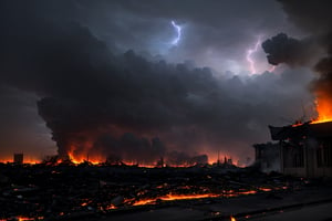 (((((Viewed_from_street:1.7))))),(((((dark_sky_with_lightning;1.7))))),(((((((burning_whole_Phnom_Penh_city_with_huge_larva_fire,ground_cracking,buildings_falling_down:1.7))))))),4K cinematic quality reminiscent of an epic Steven Spielberg movie still, sharp focus on emitting diodes, smoke tendrils, artillery-induced sparks, with detailed racks and a motherboard evoking Pascal Blanche and Rutkowski Repin’s ArtStation hyperrealism, matte painting, character design detailed in the style of "Blade Runner," octane rendering, ultra-realistic.,worldoffire,(blue:1.5),(red:1.5)