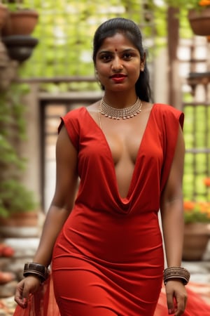 
A indian 1 girl, solo, realistic, 21 years, a full-body photo of a girl a red bodycon dress black hair, outdoors, natural lighting,, small boobs, round boobs.trimmed pussy,sexy ass, The background should be simple and not distracting, focusing attention on the girl, cute face, realistic, face front view, 8k, UHD, clear brown_eyes, white skin tone, housewife,Praval,photorealistic, ((red lips)) glamorous heavy makeup, ((looking at viewer)),  ,jewelry,l0wcutdress