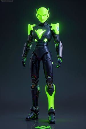 Upgrade has a sleek, black and green technological body with a liquid metal-like appearance. His glowing green eyes and angular features convey his cybernetic nature.
Upgrade melds with a high-tech computer system, his sleek, black and green technological body blending seamlessly. His glowing green eyes and angular features reflect his cybernetic nature. As his form morphs and adapts, Upgrade is ready to interface and control any technology at his disposal.