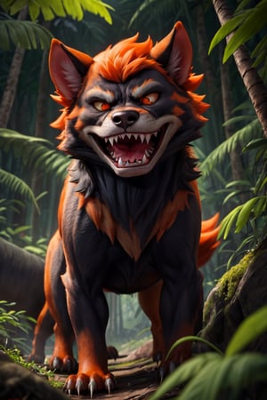 Wildmutt has a muscular, orange fur-covered body with no visible eyes, relying on heightened senses. His face is animalistic and fierce, with sharp teeth and strong jaws.
Wildmutt prowls through a dense jungle, his muscular, orange fur-covered body moving with silent agility. Despite having no visible eyes, his heightened senses guide him with precision. His animalistic and fierce face, complete with sharp teeth and strong jaws, is ready to pounce on any threat to his allies.