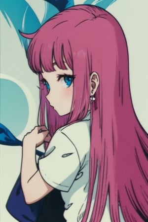 pink hair, long hair, blue eyes, hair,dr4g0nb4ll_Style