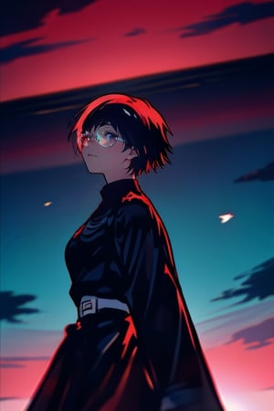Masterpiece, Top Quality, High Definition, Artistic Composition, 1 Girl, meteorite, Looking Up To Heaven, angel, Wide Sky, Striking Sky Color, Many Lines Of Light Falling From The Sky, Wide Shot, Majestic Nature, Fantastic, Dramatic,portrait,

,(((MakiZenin))) maki zenin from jujutsu kaisen, short hair, glasses. tomboy body style. ((face full of scars)),<lora:659111690174031528:1.0>