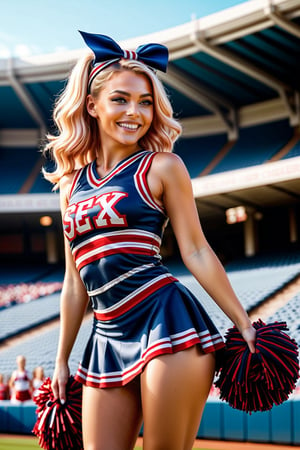 Maximalism, masterpiece, top quality, 8k, high resolution, super detailed, absurd, vivid contrast, insanely detailed,
BREAK
1girl, fullbody, (seducing face, brightly colored shining eyes, clear skin, smile, shiny hair: 1.2),
BREAK
(sexy cheerleader:1.4),
BREAK
baseball stadium,girl, photorealistic