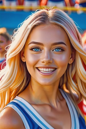 Maximalism, masterpiece, top quality, 8k, high resolution, super detailed, absurd, vivid contrast, insanely detailed,
BREAK
1girl, (seducing face, brightly colored shining eyes, clear skin, smile, shiny hair: 1.2),
BREAK
(sexy cheerleader:1.4),
BREAK
baseball stadium,girl,watercolor