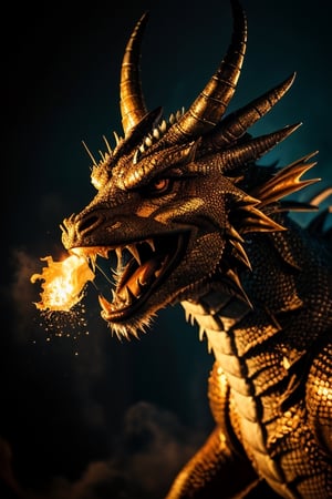 cinematic, film, professional, highly detailed, detailed texture, cinematic lighting, volumetric light, photograph of a dragon breathing fire from its mouth, very high level of detail. variety of colors, with soft natural lighting, sharp focus.