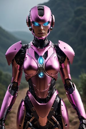 (ultra realistic photograph:1.3), (crystal clear skin texture:1.2) (realistic texture:1.3)  (8k, RAW photo, best quality, ultra high res, photorealistic, masterpiece, ultra-detailed, Unreal Engine), 2 girls, looking around, weapons at the ready, dynamic stance, huge breasts, huge curvy hips, narrow waist, skinny, skin tight battle suit, light pink purple, armor, futuristic, sci-fi, cyberware, cybertech, unexplored world, mist, ancient marvelous structures, ultra highres, atmosphere of mystery and danger, (detailed face:1.2), (detailed eyes:1.2), detailed background, intricate, foggy landscape, (full body photograph:1.3), dust_particles,DonMCyb3rN3cr0XL ,Female Robot