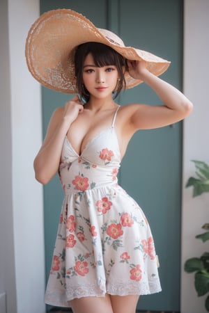 (score_9), score_8_up, score_7_up, source_real, source_photo, photo of a beautiful korean girl in floral printed sundress, on Seoul street