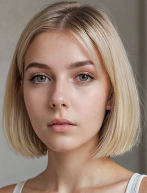 photography, realistic, raw photo, reddit, closeup, italian girl, 18 years old, blonde straight bob hair, translucent exquisite top