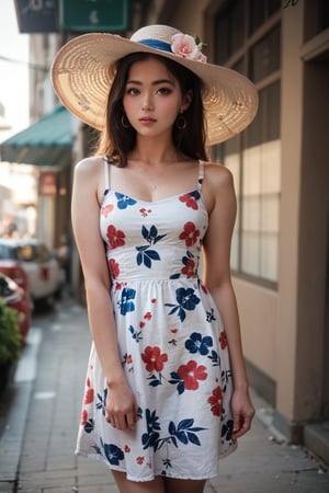 score_9, score_8_up, score_7_up, source_photo, photo of a beautiful korean girl in floral printed sundress, on Seoul street