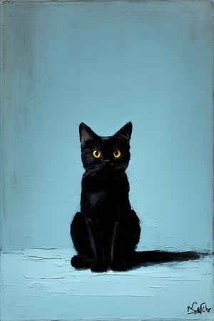 minimalism, The painting features an oil on canvas Arcane artwork depicting a masterpiece-worthy silhouette of a cat. The artist skillfully creates a sense of inbalance in the composition, with the feline's body arranged along a central axis. The brushstrokes are carefully applied, creating a smooth and polished finish that enhances the overall aesthetic. The background is a simple, yet striking, shade of black, which serves to draw attention to the central subject matter.