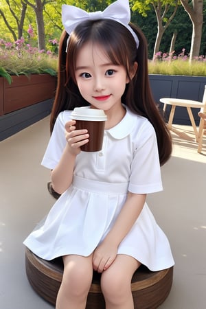 a three-year-old girl drinking coffee and a delicious croissant, with a bow in her hair, a very sweet smile, big, sweet and detailed eyes, an elegant dress, sitting on the terrace of an outdoor cafe, and Your (((kitten stand beside))), spring landscape background, lots of space in front, background very light toned, nice colors, all details, hdr, soft backlight
1 : 1,liuyifei,poakl,xcygirl