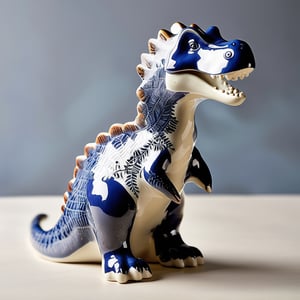 A beautifully crafted ceramic or porcelain figurine of a dinosaur